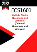 ECS1601 Over 400 Multiple Choice Questions and Answers (All you need for exams and assignments) Searchable Document!