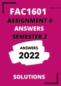 FAC1601 Assignment 4 (SOLUTIONS) Semester 2 (2022)