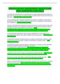 DISSOCIATIVE DISORDERS QUESTIONS  AND ANSWERS 2022&sol;2023