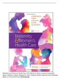 Maternity & Women’s Health Care 12th Edition Lowdermilk TEST BANK - All Chapters Covered With Answers + Rationales