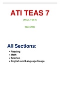  ATI TEAS 7 FULL TEST 2022 2023; All Sections; Verified Questions and Answers.