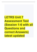 LETRS Unit 7 Assessment Test (Session 1-6 with all Questions and correct Answers) latest updated