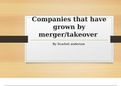 Companies that have grown through mergers and takeovers 
