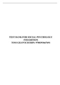 TEST BANK FOR SOCIAL PSYCHOLOGY 5TH EDITION TOM GILOVICH 