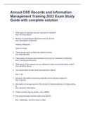 Annual OSD Records and Information Management Training 2022 Exam Study Guide with complete solution