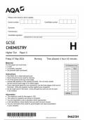 AQA GCSE  CHEMISTRY  Higher Tier    Paper 1  8462&sol;1H  JUNE 2024