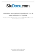 Test bank for Lehnes Pharmacology for Nursing Care 9th edition by Burchum and Rosenthal