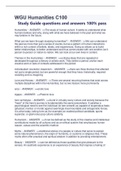 WGU C100 Humanities FINAL Study Guide Real Questions and Answers Already Passed