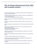 CDL Air Brakes Endorsement Exam 2022 with complete solution