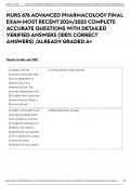 NURS 676 ADVANCED PHARMACOLOGY FINAL EXAM MOST RECENT 2024&sol;2025 COMPLETE ACCURATE QUESTIONS WITH DETAILED VERIFIED ANSWERS &lpar;100&percnt; CORRECT ANSWERS&rpar; &sol;ALREADY GRADED A&plus;