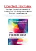 Test Bank Lehne's Pharmacology for Nursing Care, 11th Edition by Jacqueline Burchum, Laura Rosenthal |Complete Guide A+