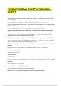 Pathophysiology and Pharmacology - EXAM 1