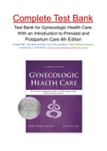 Test Bank for Gynecologic Health Care: With an Introduction to Prenatal and Postpartum Care 4th Edition
