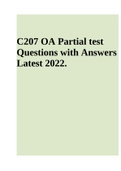 C207 OA Partial test Questions with Answers Latest 2022 - WGU