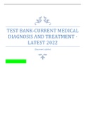 Test bank-CURRENT Medical Diagnosis and Treatment -latest 2022 BEST RATED A+