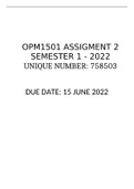 OPM1501 ASSIGNMENT 2 SEMESTER 1 - 2022