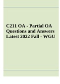 C211 OA - Partial OA Questions and Answers Latest 2022 Fall - WGU