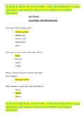 SCIENCE HESI A2 ANATOMY AND PHYSIOLOGY Exam Questions and Answers 10correct&sol;verified New Update 2022&sol;2023