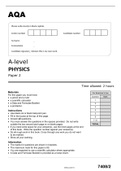 AQA A Level PHYSICS 7408&sol;2 Paper 2 Question Paper JUNE 2022