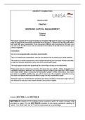 Exam (elaborations) FIN3702 - Working Capital Management (FIN3702) 