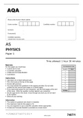 AQA AS PHYSICS 7407/1 Paper 1 Question Paper & Mark Scheme JUNE 2022 BUNDLE