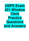 2022/2023 USPS Exam 421 Window Clerk Practice Questions and Answers  