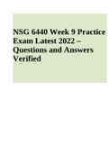 NSG 6440 Week 9 Practice Exam Latest 2022 – Questions and Answers Verified