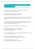 SW 450 MIDTERM EXAM WITH VERIED ANSWERS 2024