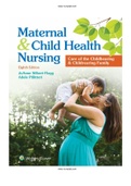 Maternal and Child Health Nursing 8th Edition Silbert-Flagg Test Bank |Complete Guide A+|Instant download .