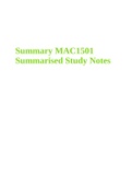 Summary MAC1501 Summarised Study Notes