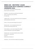 BMED 450 - MIDTERM 1 EXAM QUESTIONS WITH VERIFIED CORRECT ANSWERS 2024