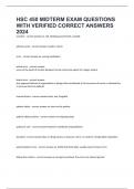 HSC 450 MIDTERM EXAM QUESTIONS WITH VERIFIED CORRECT ANSWERS 2024