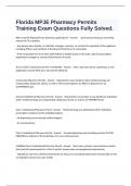  Florida MPJE Pharmacy Permits Training Exam Questions Fully Solved&period;