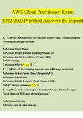 AWS Cloud Practitioner Exam Questions and Answers 2022 (Verified Answers by Expert)