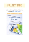 Nutrition and Diet Therapy 12th Edition Roth Test Bank