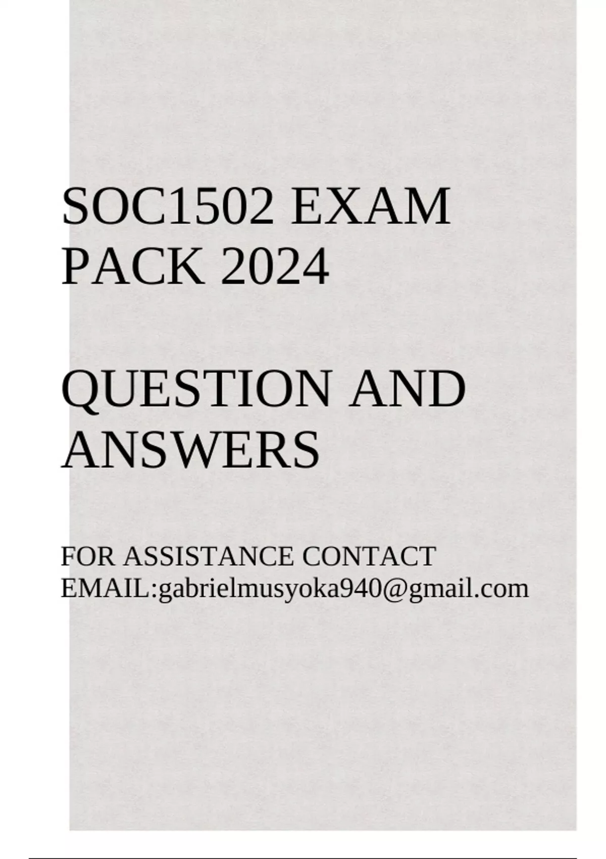 Soc1502 SOC1502 Exam pack 2024(Questions and answers) - SOC1502 - Stuvia SA