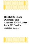 HRM2605 Exam Questions and Answers Pack (Latest Pack 2022) with revision notes!