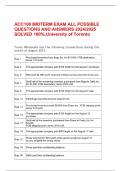 ACC 100 MIDTERM EXAM ALL POSSIBLE QUESTIONS AND ANSWERS 2024&sol;2025 SOLVED 100&percnt;&semi;University of Toronto