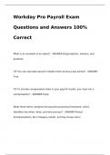 Workday Pro Payroll Exam Questions and Answers 100&percnt; Correct