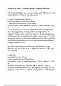 Pediatric Cardiac Questions With Complete Solutions