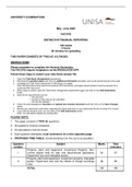 Exam (elaborations) FAC3702 - Distinctive Financial Reporting (FAC3702) 
