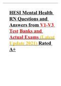 HESI Mental Health RN Questions and Answers from V1-V3 Test Banks and Actual Exams (Latest Update 2021) Rated A+