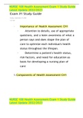 NURSE 108 Health Assessment Exam 1 Study Guide Latest Update 2022&sol;2023