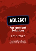 ADL2601 - Assignment Tut201 feedback (Questions & Answers) (2016-2021)