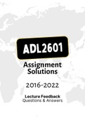 ADL2601 - Assignment Tut201 feedback (Questions & Answers) (2016-2022)