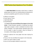 CHES Practice Exam Questions &lpar;From 7th edition&rpar; Latest 2022