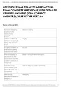 ATC ENON FINAL EXAM 2024-2025 ACTUAL EXAM COMPLETE QUESTIONS WITH DETAILED VERIFIED ANSWERS &lpar;100&percnt; CORRECT ANSWERS&rpar; &sol;ALREADY GRADED A&plus;