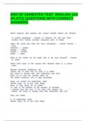 END OF SEMESTER TEST ENGLISH 12A &lpar;PLATO&rpar; QUESTIONS WITH CORRECT ANSWERS&period;