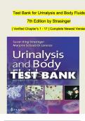 TEST BANK For Urinalysis and Body Fluids&comma; 7th Edition by Strasinger &vert; Verified Chapters 1 - 17 &vert; Complete Newest Version