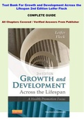 Test Bank For Growth and Development Across the Lifespan 2nd Edition Leifer Fleck All Chapters